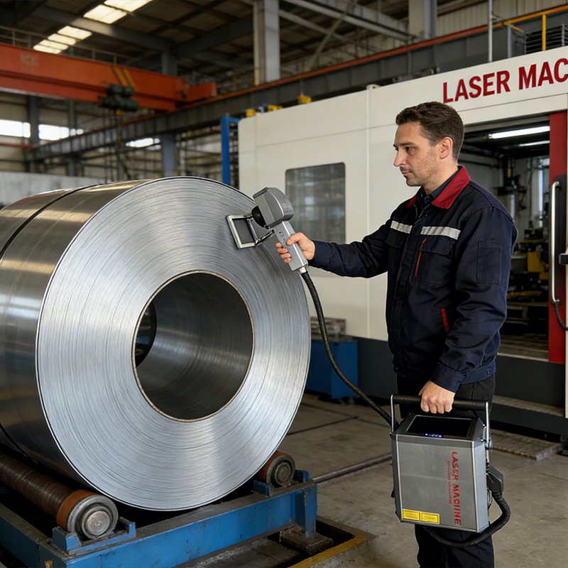 8.25 Kg Portable Fiber Laser Marking Machine For Zinc - plated Steel Coils/Galvanized Steel Sheets