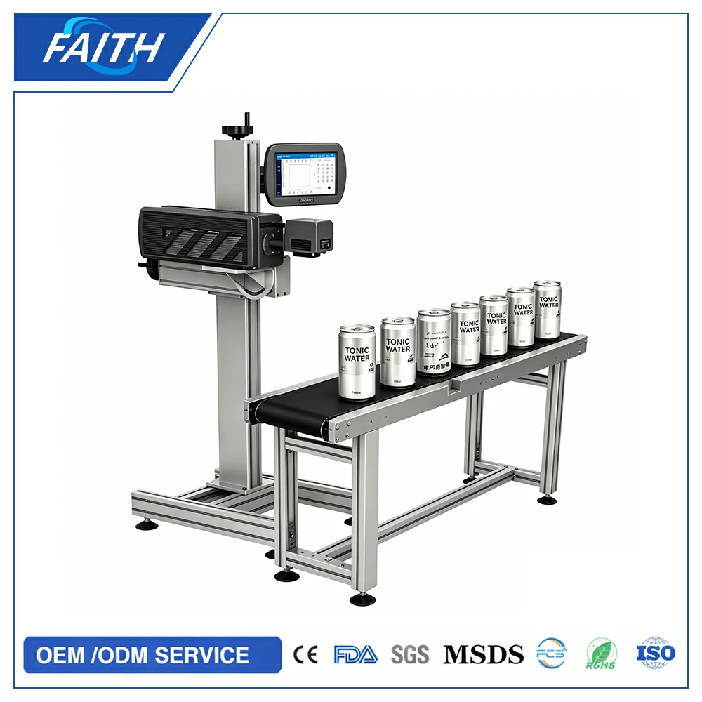 Flying Online CO2 Laser Marking Machine for High Speed Production Line Coding on Plastic Paper Film with Stable Continuous Operation