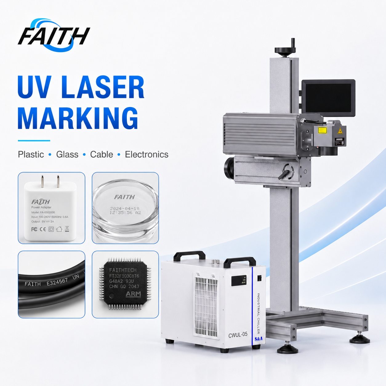 High Speed UV Flying Laser Marker for Cosmetics, Medicine Boxes and Electronic Parts