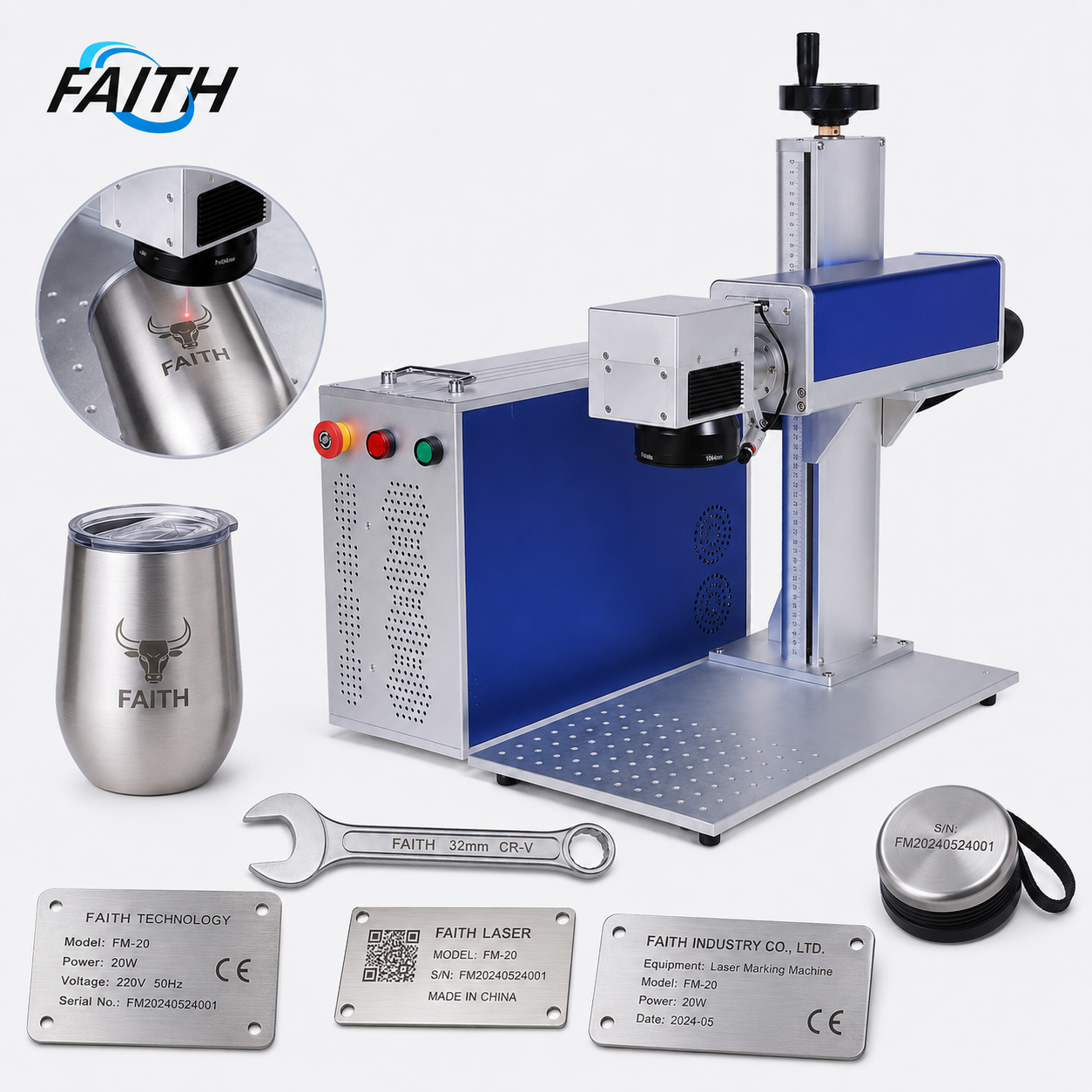 Faith High Precision Fiber Laser Engraving Machine for Logo Barcode QR Code Marking